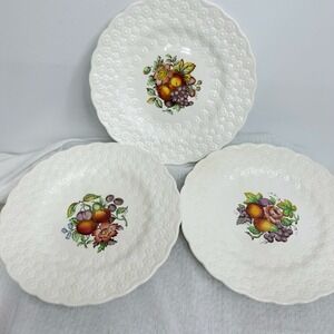 3 Copeland Spode Alden J Price Embossed Daisy‎ Border Fruit Flower 1/2/3 Plates